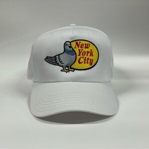 New York City Pigeon Embroidered White snapback hat